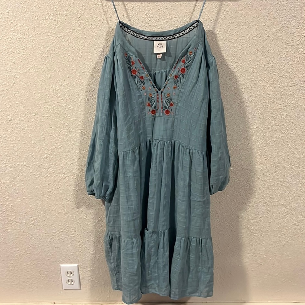 Floral wavy Light blue XL dress